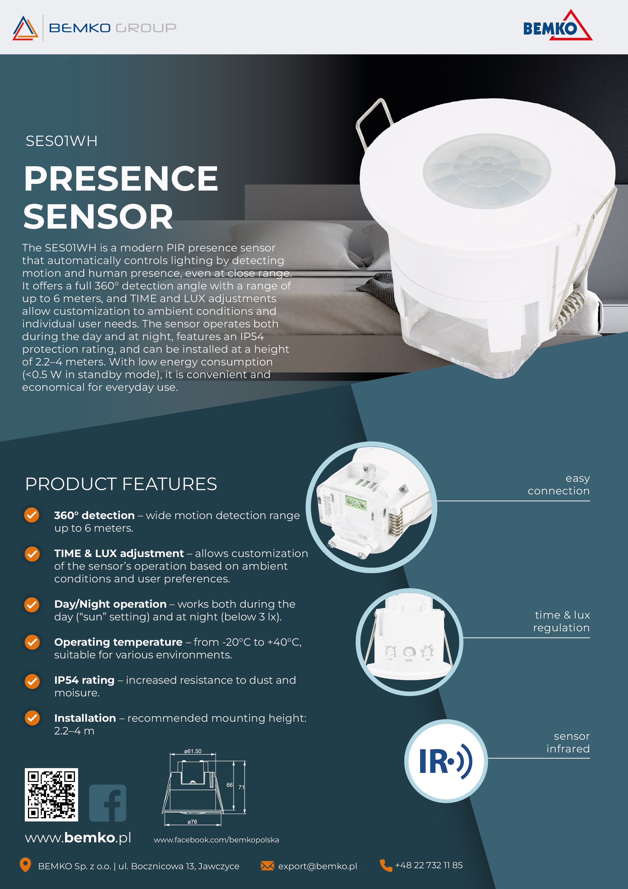 Modern Presence Sensor SES01WH – Intelligence and Efficiency